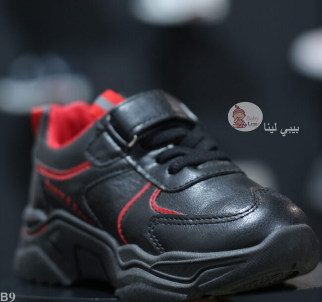 حذاء اولاد اطفالي لون اسود في احمر مستورد من بيبي لينا كوتش اولادي 2025 baby shoes B9