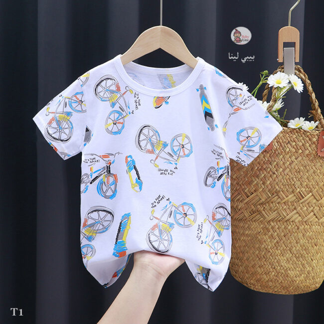 تي شيرت اطفال 2025 مستورد من بيبي لينا قطن 100% تيشرتات اطفالي بنات اولاد Children's T-shirt T1