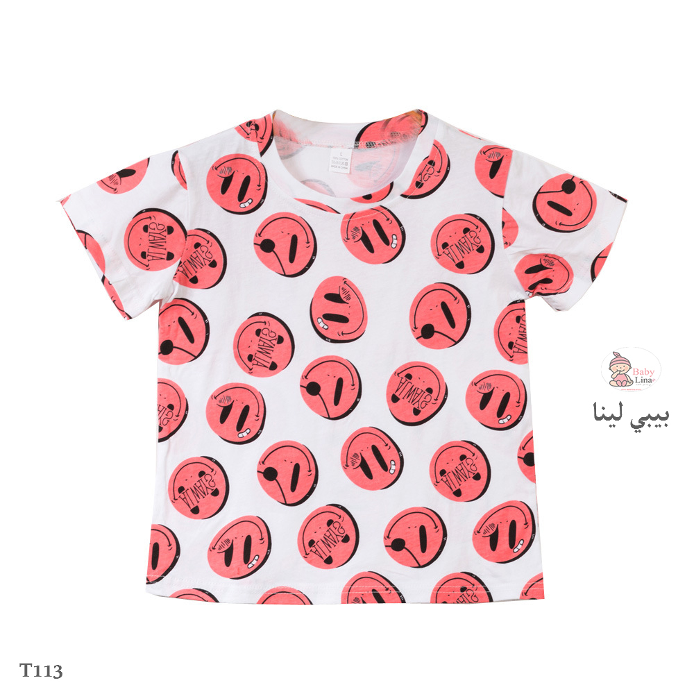 تي شيرت بناتي لصيف 2025 مستورد من بيبي لينا تي شيرت اطفال بنات T-shirt Baby Lina T113