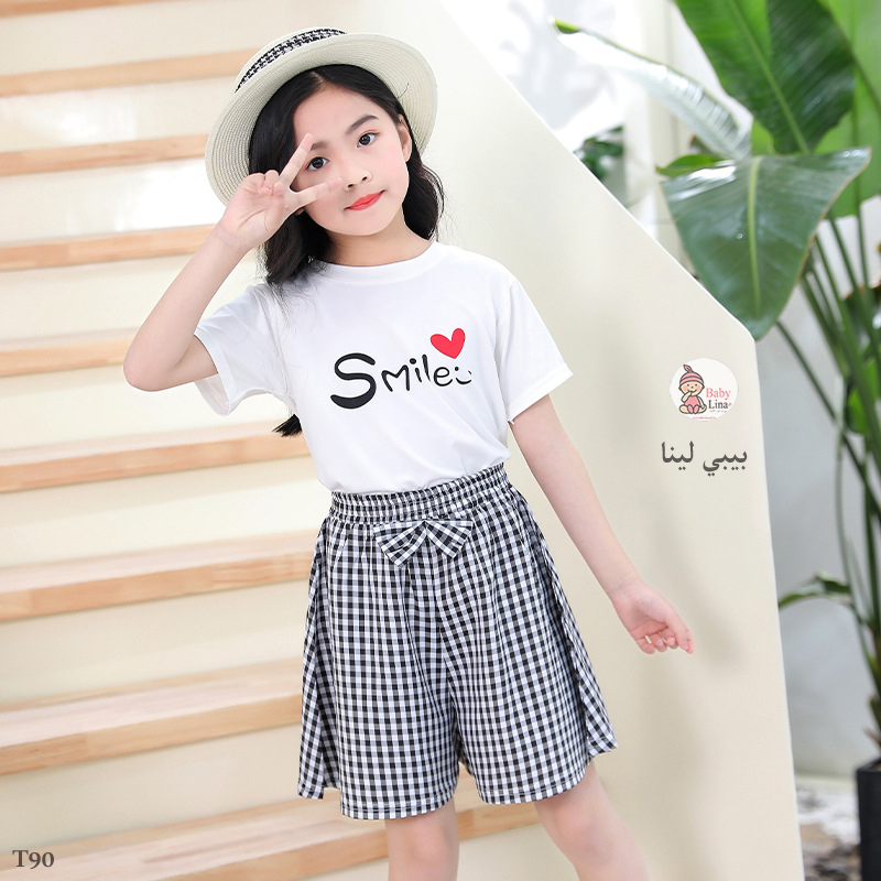 تيشرت اطفال بنات خفيف Smail مستورد 2025 من بيبي لينا تيشيرتات بنات T-shirt Baby Lina T90