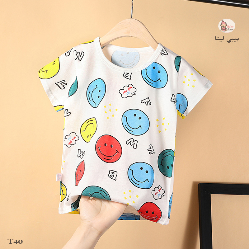 تيشيرت اطفال صيفي قطن مستورد 2025 من بيبي لينا تيشرتات اطفال Children's T-shirt T40