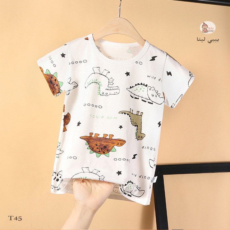 تيشيرت اطفال صيفي قطن مستورد 2025 من بيبي لينا تيشرتات اطفالي, Children's T-shirt T45