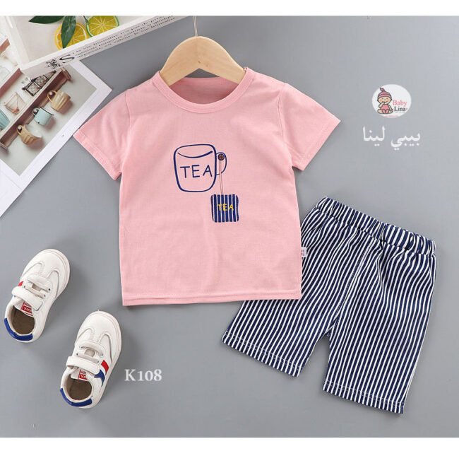 طقم اطفالي مستورد من قطعتين من بيبي لينا. 2025 Baby Lina K108 baby clothes