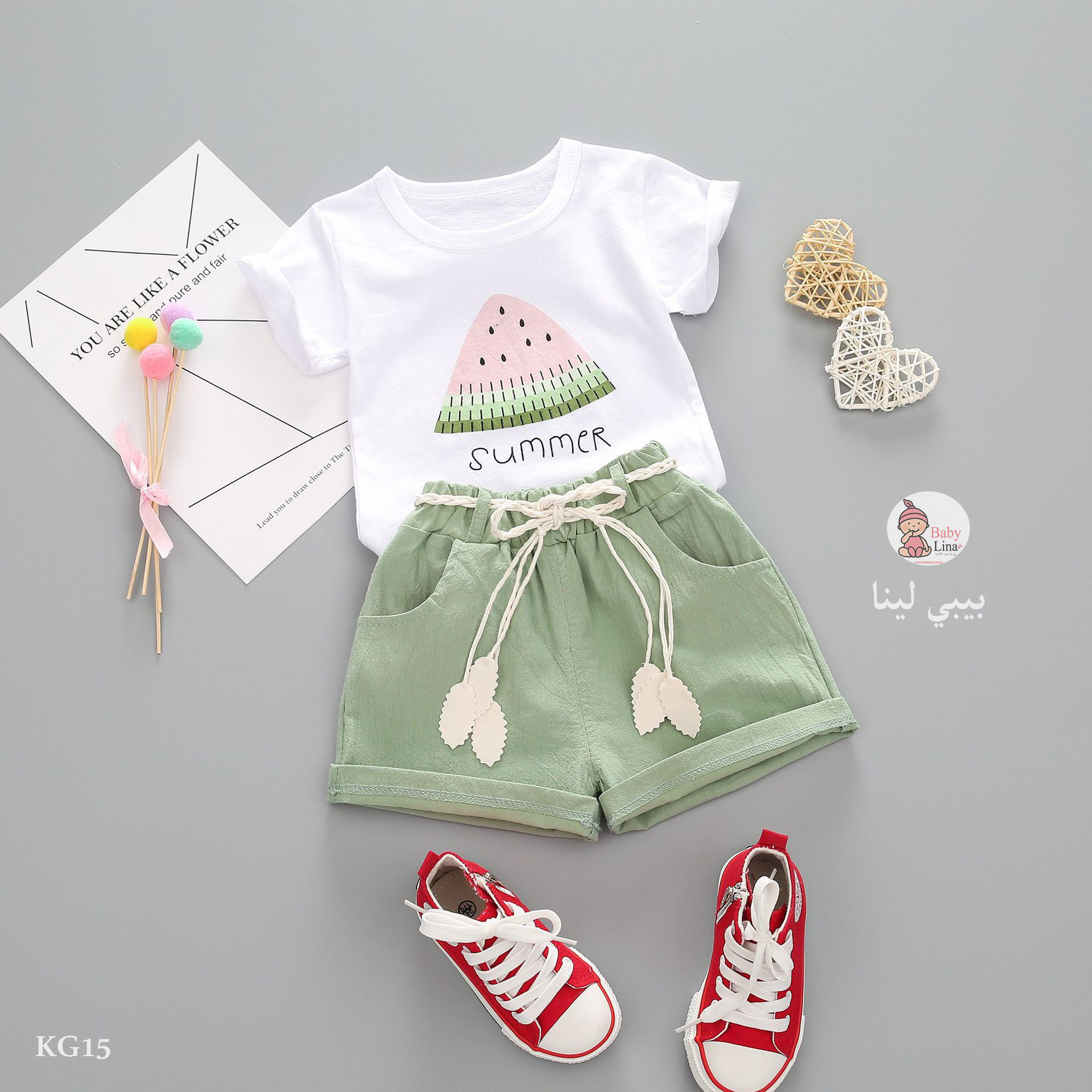 طقم بنات خروج 2025 اطفال صيفي مستورد من قطعتين ملابس اطفالي 2025 KG15 Baby girls clothes