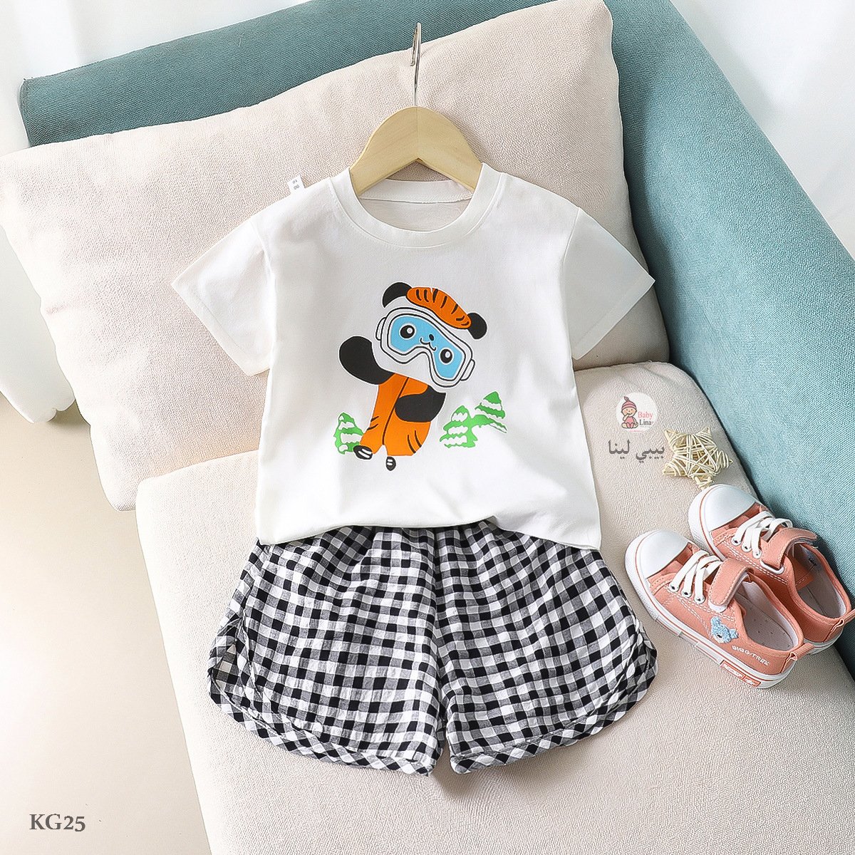 طقم صيفي بنات مستورد 2025 ملابس اطفال من قطعتين KG25 Baby girls clothes