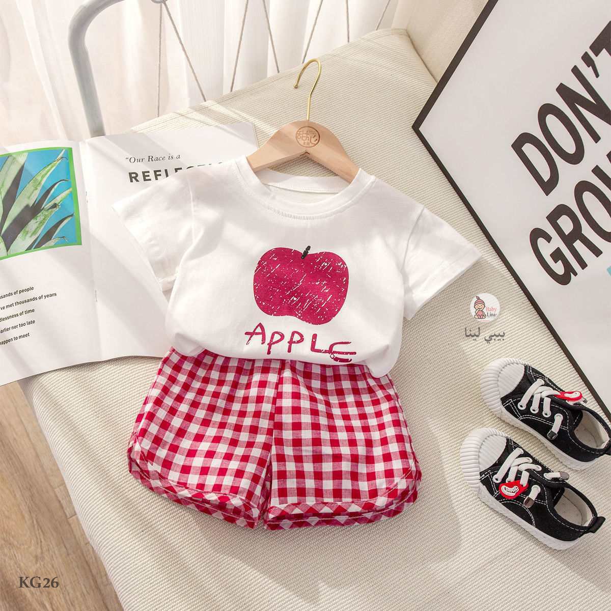 طقم صيفي بنات مستورد 2025 ملابس اطفال من قطعتين KG26 Baby girls clothes