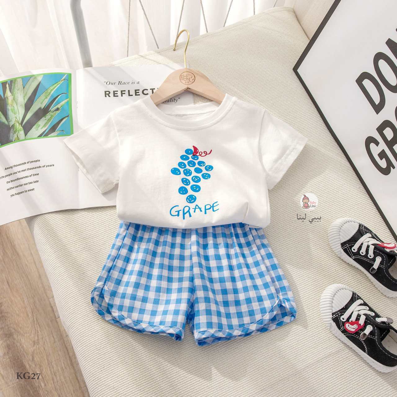 طقم صيفي بنات مستورد 2025 ملابس اطفال من قطعتين KG27 Baby girls clothes