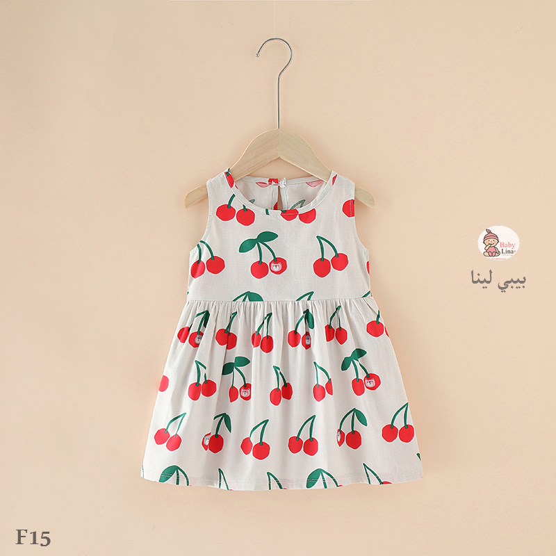 فستان اطفالي كرز جديد وعصري 2025 مستورد فساتين بنات Baby Lina shop Girls dress F15