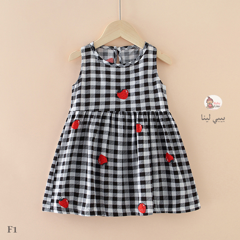 فستان بناتي فراوله ليكرا مستورد عصري فقط وحصريا من بيبي لينا 2025 Baby Lina shop Girls dress F1