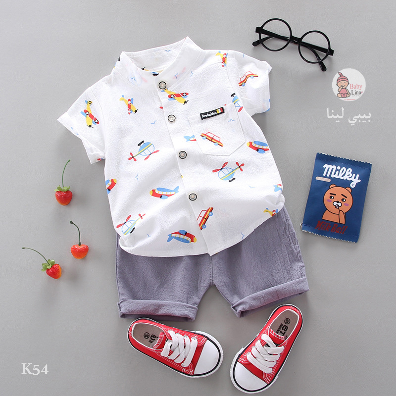 ملابس اطفال اولاد 2025 قميص وشورت طقم مستورد من بيبي لينا. BABYLINA K54 baby clothes