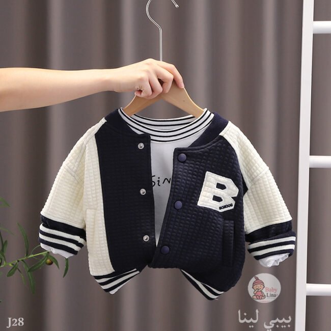 جاكيت اطفال قطن اسود في ابيض موضة 2025 اولادي بناتي مستورد جواكيت اطفال kids jacket J28