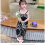 طقم بنات اطفال لون اسود صيف 2025 مستورد من قطعتين عصري موضة KG52 Baby girls clothes