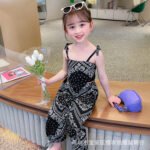 طقم بنات اطفال لون اسود صيف 2025 مستورد من قطعتين عصري موضة KG52 Baby girls clothes