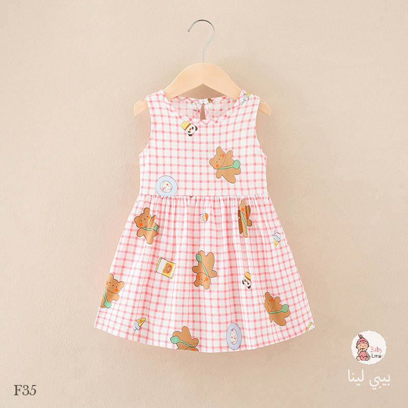 فستان بنات صيفي اطفالي 2025 مستورد من بيبي لينا فساتين بنات Baby Lina shop Girls dress F35