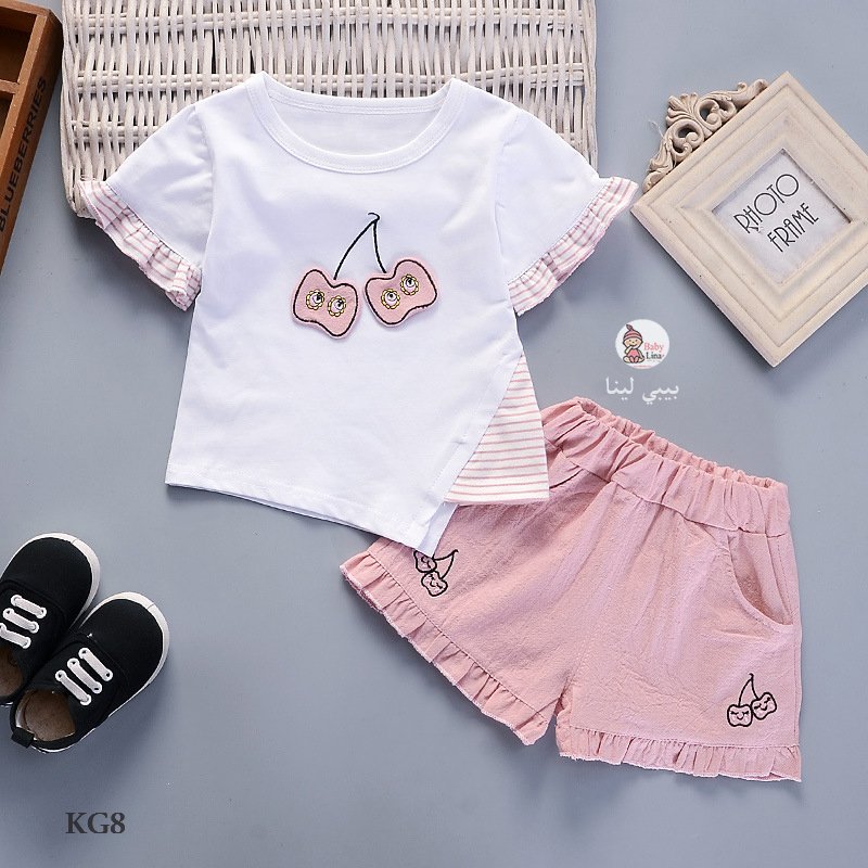 ملابس اطفال بنات خروج طقم من قطعتين 2025 مستورد عصري وموضة KG8 Baby girls clothes