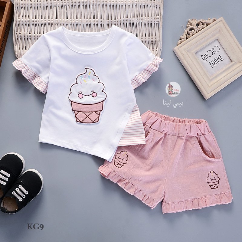 ملابس اطفال بنات خروج طقم من قطعتين 2025 مستورد عصري وموضة KG9 Baby girls clothes