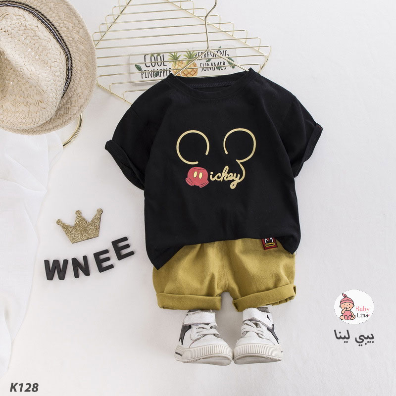 ملابس اطفال ميكي ماوس طقم مستورد من بيبي لينا 2025 K128 baby clothes